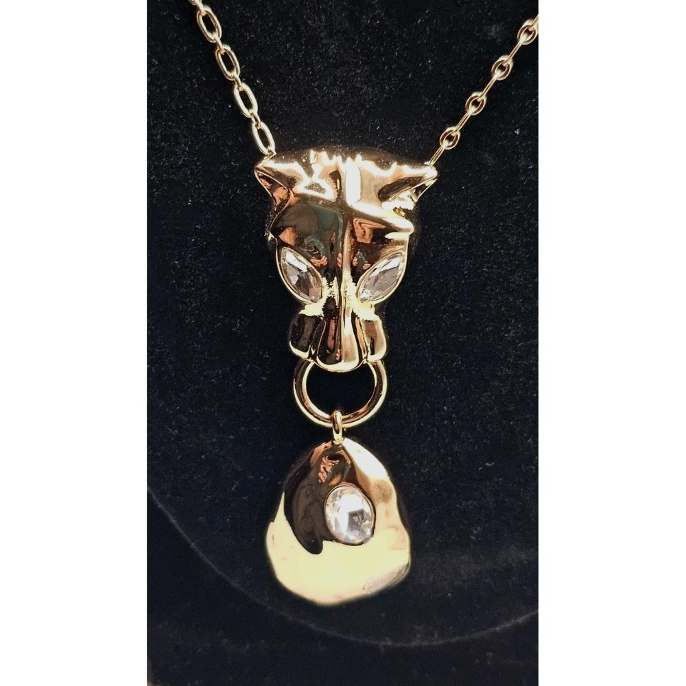 Park Lane Jewelry JAGUAR Goldtone Pendant Necklace W/ Crystal Accent 22" +3" - Picture 2 of 13